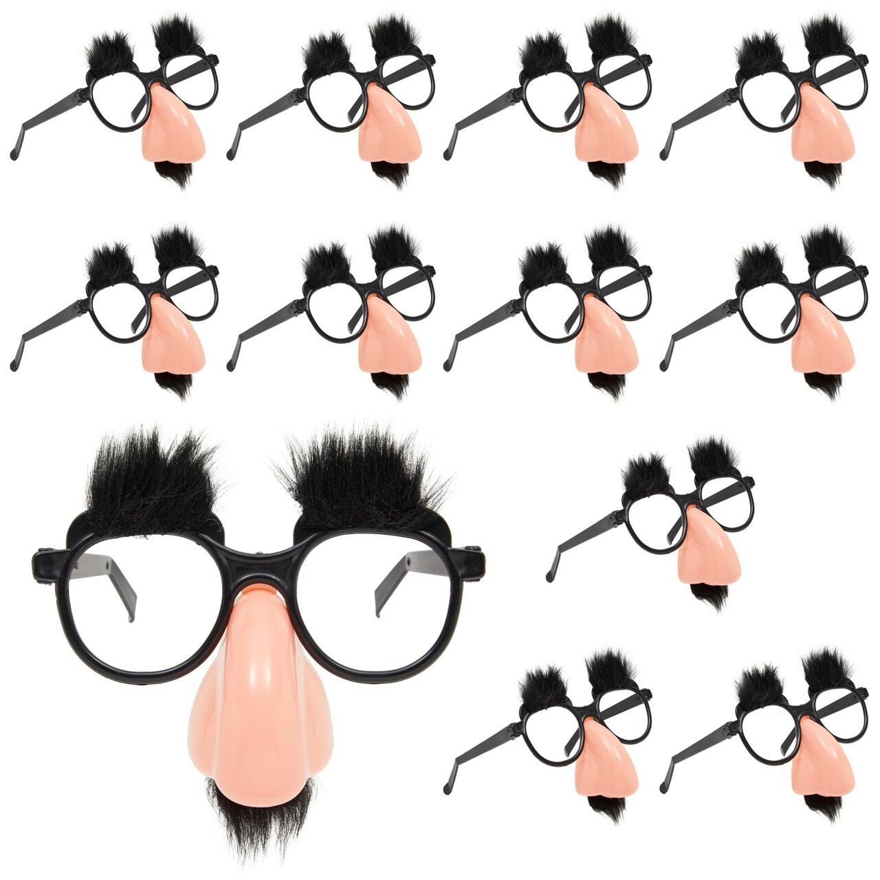 12 Pack Funny Nose Disguise Glasses with Mustache, Birthday Party Favors, Halloween Costume Accessories